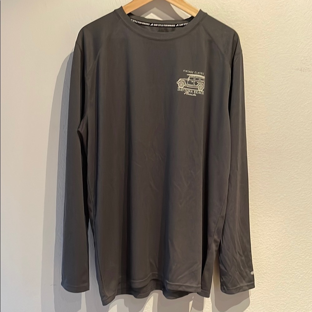 Surf Style Performance UPF Gray Long Sleeve Shirt, Daytona Beach, Size 2XL